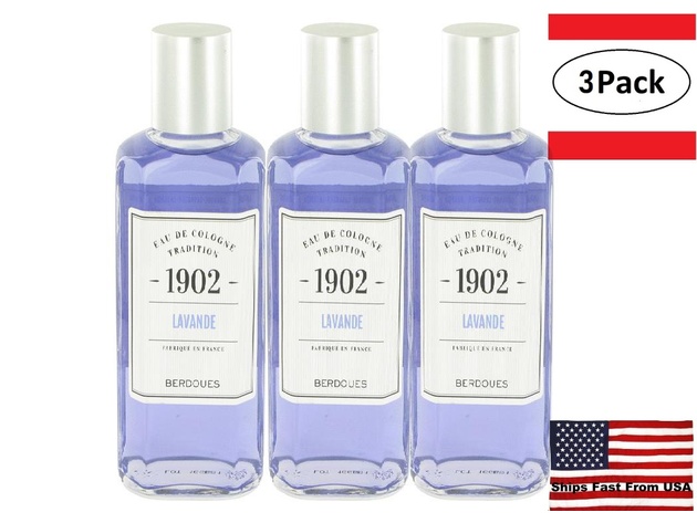 3 Pack 1902 Lavender by Berdoues Eau De Cologne 8.3 oz for Men
