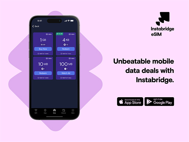 Instabridge eSIM: 3-Yr Mobile Data Plan 