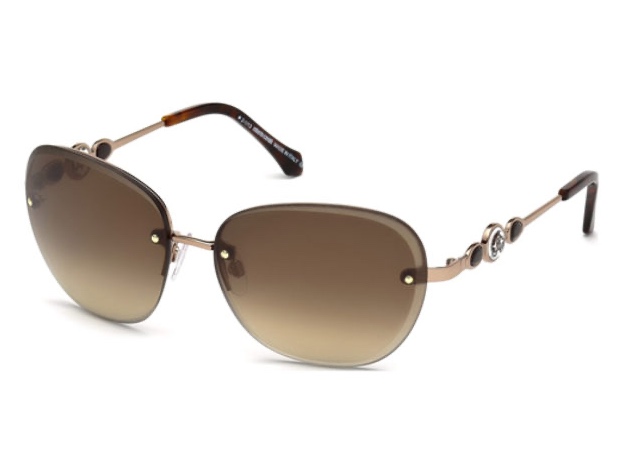 Roberto Cavalli RC783S-34G Women's Shiny Light Bronze Brown Mirror Lens Sunglasses - Gold