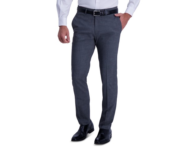 Kenneth Cole Reaction Men's Stretch Heather Glen Plaid Slim Fit Flat Front Dress Pants Charcoal Heather Charcoal Size 33X32