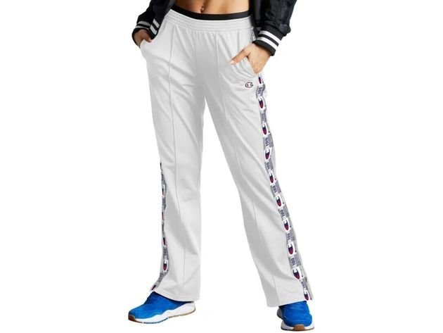 Champion Women's Tricot Logo-Stripe Track Pants White Size Small