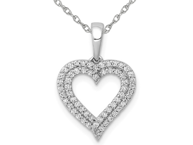 1/4 Carat (ctw) Diamond Heart Pendant Necklace in 14K White Gold with ...