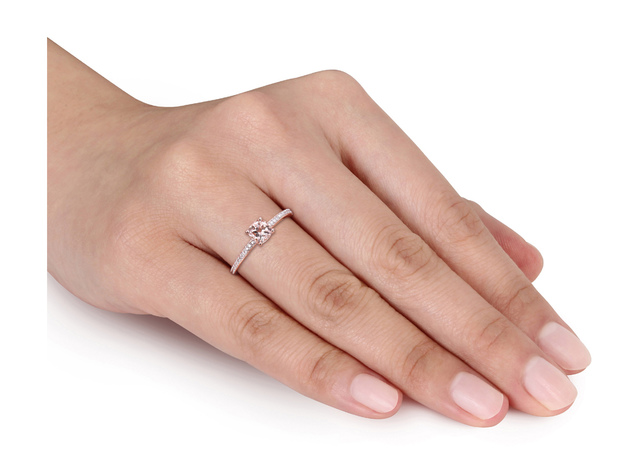 3/5 Carat (ctw) Morganite Ring  in 10K Rose Pink Gold with Diamonds - 9