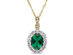 Lab Created Emerald and White Topaz Drop Pendant Necklace 1 5/8 Carat (ctw) in 14K Yellow Gold with Chain
