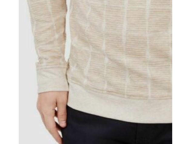 Alfani Men's Jacquard Grid Sweatshirt Vanilla Size Medium