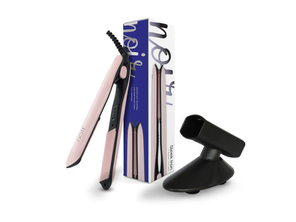 Noir iron 1"Ceramic & Flat Iron + Heat Resistant Hair Tool Holder Set BalletPink - Product Image
