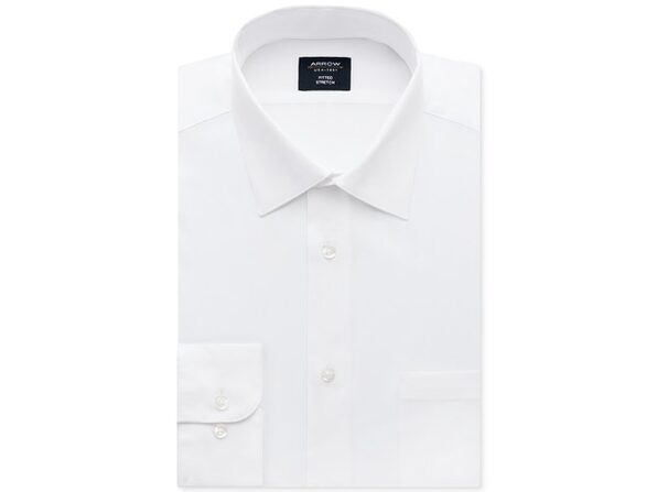 men's arrow fitted athletic stretch dress shirt Arrow Men's Classic-Fit Stretch Performance Dress Shirt White Size 15x32-33