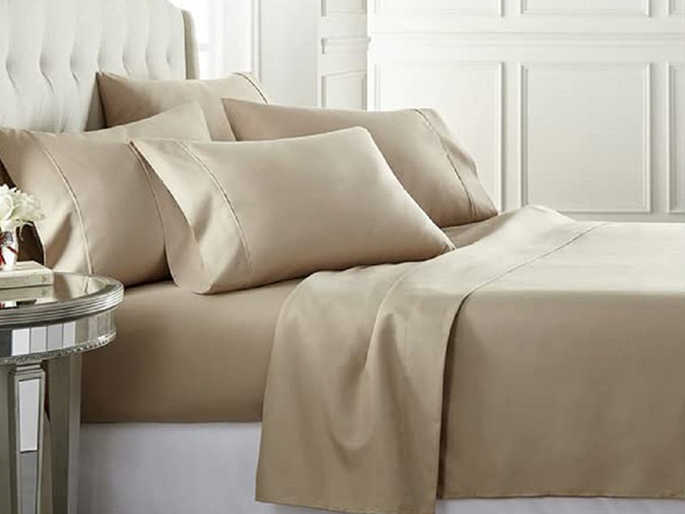 Jeske 1000 Thread Count Egyptian-Quality 100% Cotton Sheet Set (Queen/Taupe)