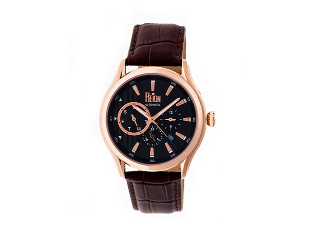 Reign Gustaf Automatic Watch (Rose Gold/Brown)