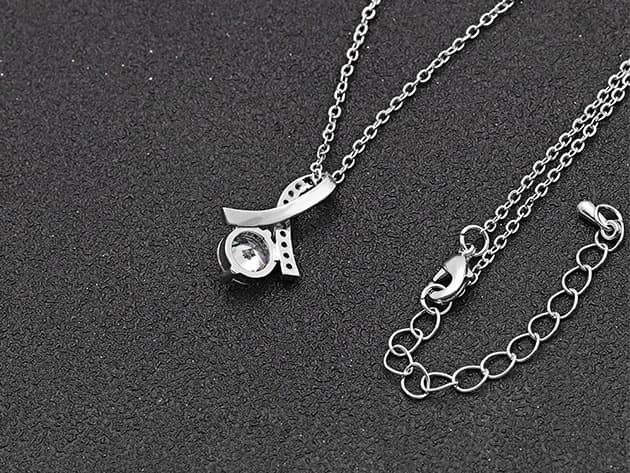 Twisted Rhombus Pendant Necklace with White Swarovski