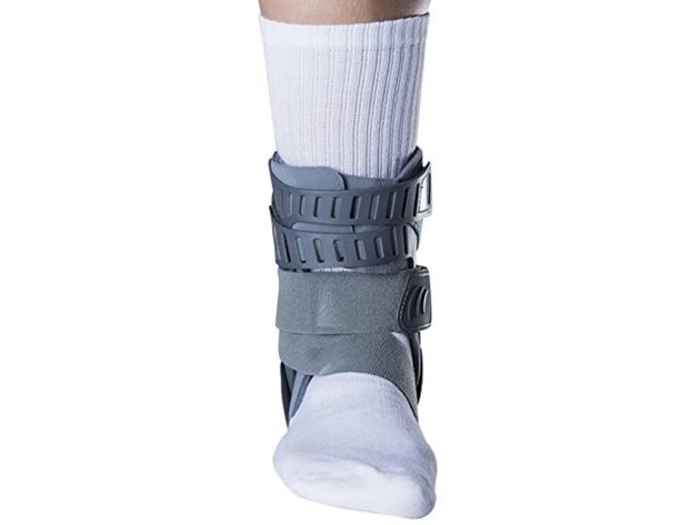 Ossur Rebound Ankle Support Brace with Secured Application Stability Strap, For Right Leg, Size: Small, Gray