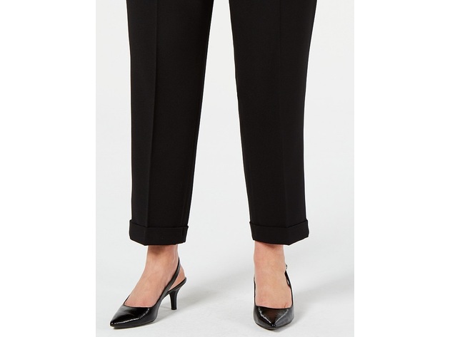 Kasper Women's Pants Plus Dress Cuffed Mid-Rise Stretch Black Size 18W