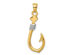14K Yellow Gold Fish Hook With Rope Charm Pendant Necklace with Chain