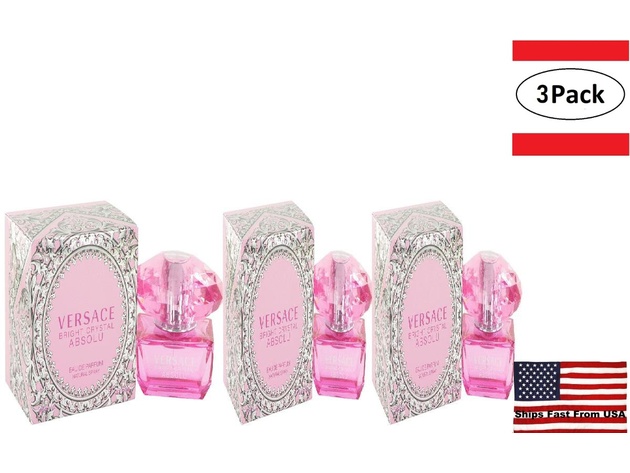3 Pack Bright Crystal Absolu by Versace Eau De Parfum Spray 1.7 oz for Women