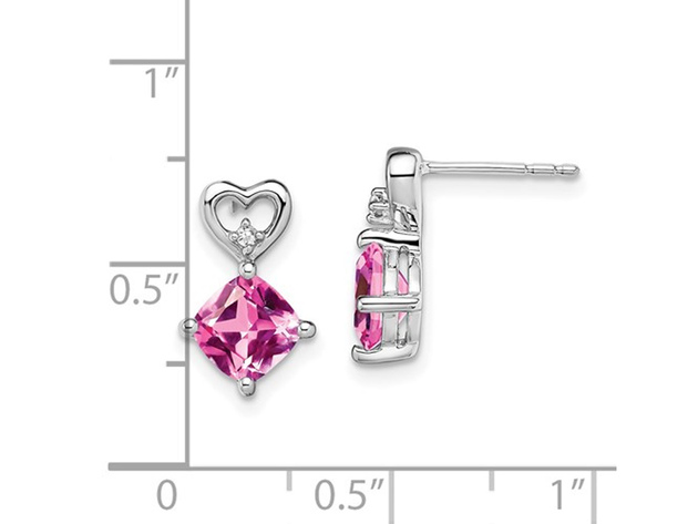 2.50 Carat (ctw) Lab-Created Pink Sapphire Heart Earrings in 14K White Gold