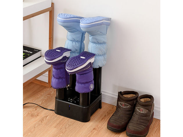 Costway 4 Shoe Boot Glove Dryer with Timer and Fan Prevent Odor Mold & Bacteria Black