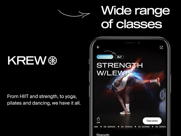 Krew AI-Powered HIIT, Yoga, Pilates, & Dance Fitness Training Classes: Lifetime Subscription