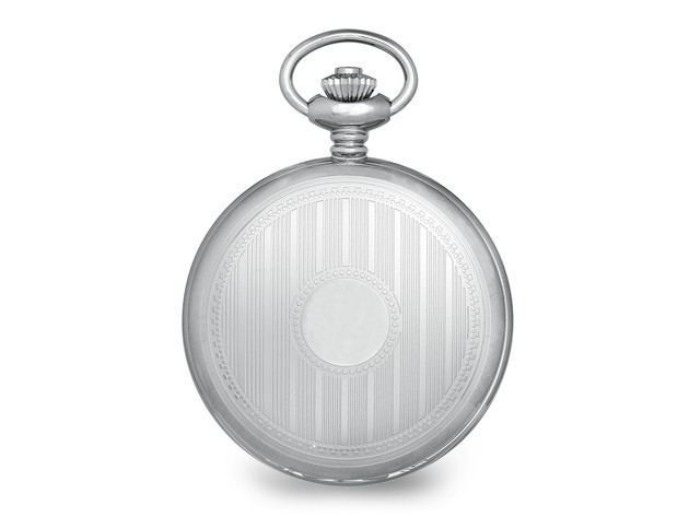 Charles Hubert Stainless Striped Case w/Engraving Area Pocket Watch