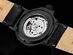 Stührling Legacy Automatic 45mm Skeleton Dual Time Watch (Black Dial/Black Leather/Black Case)