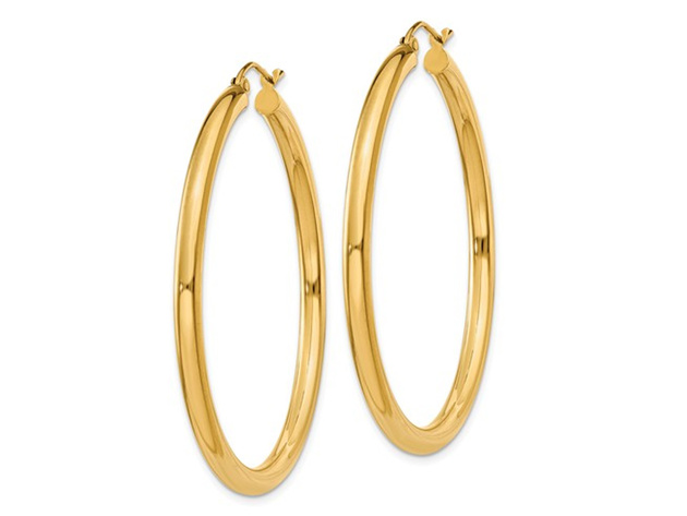 Large Hoop Earrings in 14K Yellow Gold 1 3/4 Inch (3.00 mm)