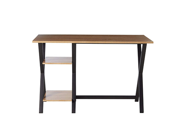 X-Leg Table Top Writing Desk with 2 Shelves
