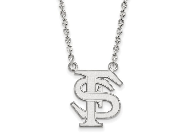 14k White Gold Florida State Large 'FS' Pendant Necklace