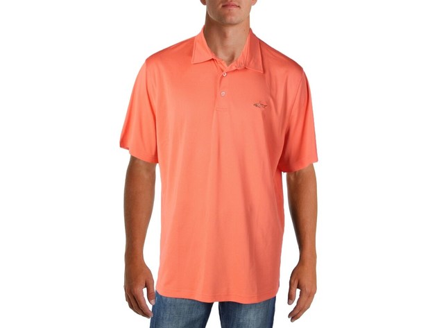 Greg Norman Men's Embossed Logo Polo Med Orange Size Medium