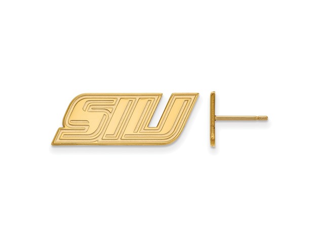 NCAA 14k Gold Plated Silver Southern Illinois University Post Earrings