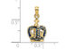 14K Yellow Gold Blue Enamel Crown Charm Pendant Necklace with Chain