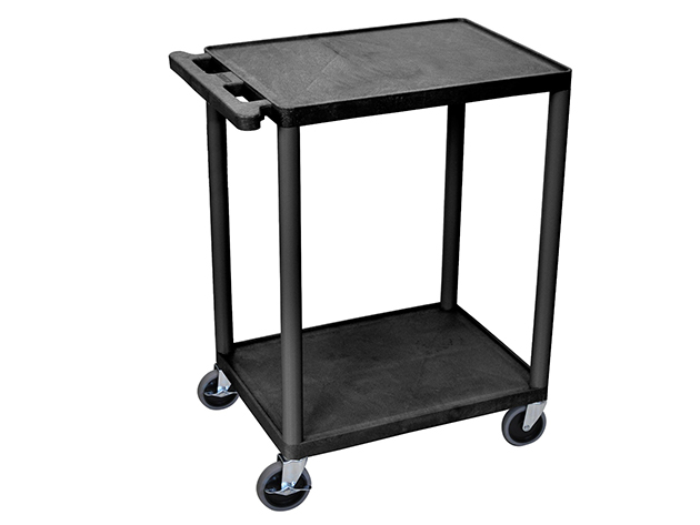 Offex 33.5"H Multipurpose 2-Shelf Utility Cart, Black