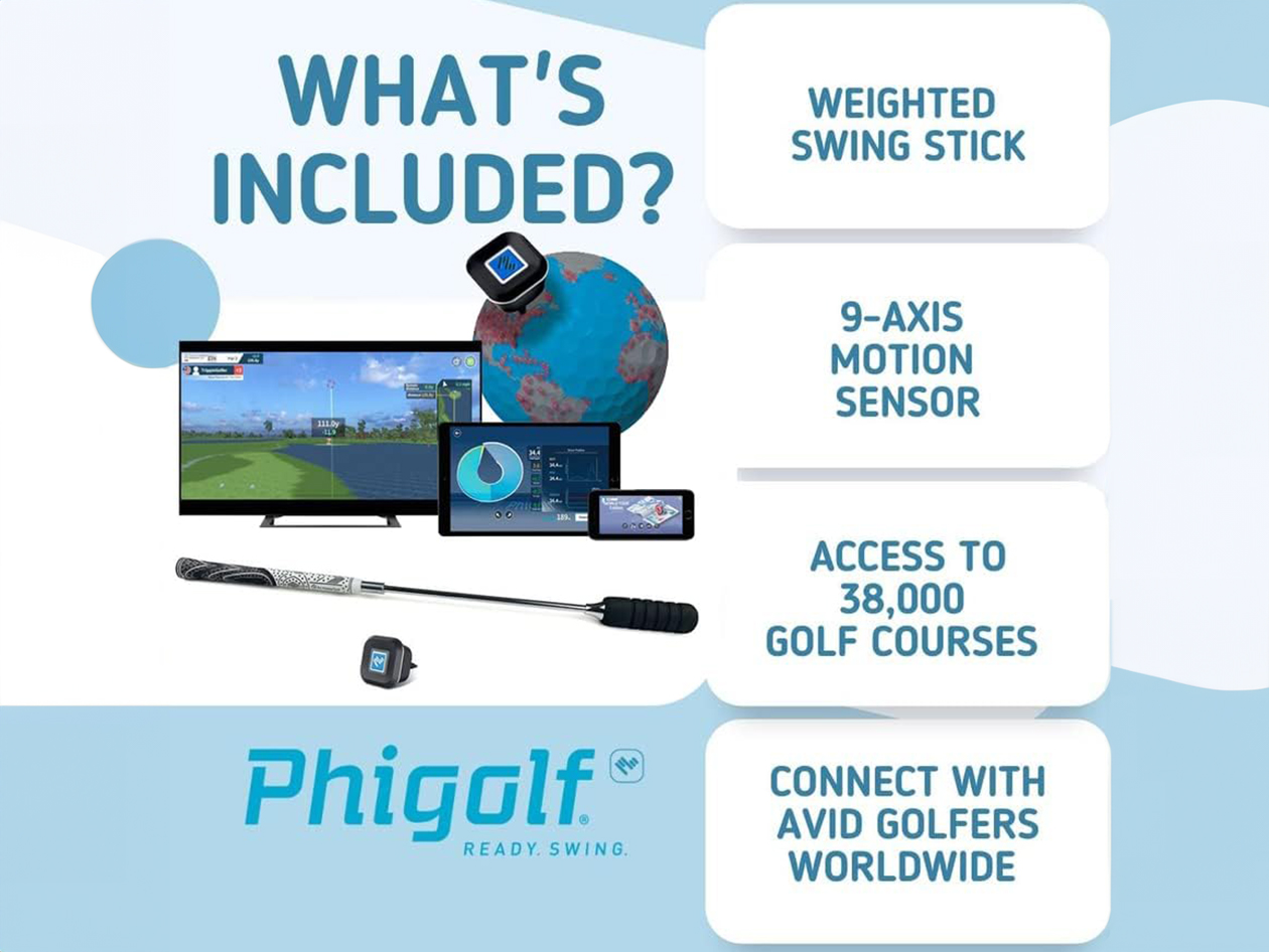 Phigolf Home Golf Game Simulator Sensor & Generic Swing Stick Set (Open Box)