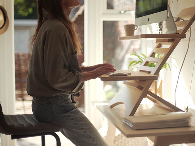 Stan Desk: Adjustable Standing Desk (Stan2/Natural + 95cm Wider Shelf)