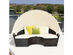 Costway Rattan Daybed Cushioned Canopy Sofa with 3 Pillows (Black)