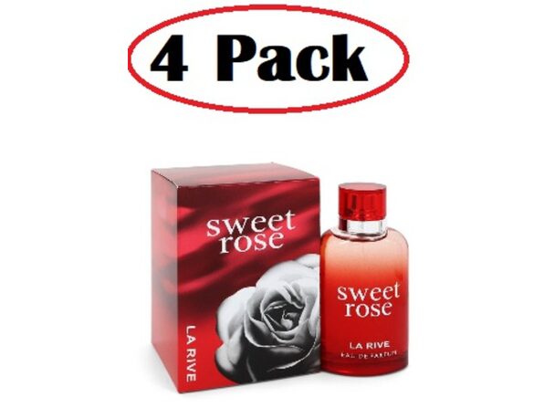 4 Pack of La Rive Sweet Rose by La Rive Eau De Parfum Spray 3 oz