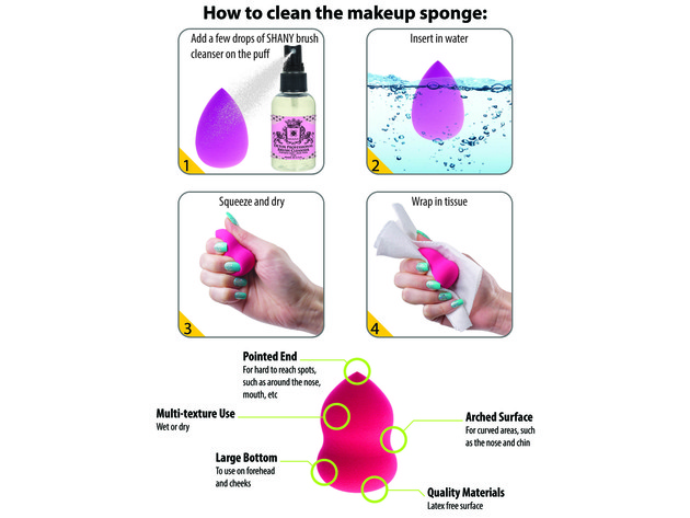SHANY Makeup Premium Beauty Sponge Blender Puff Set -  Latex-free & Vegan , Multipurpose Shapes & Colors - Set of 10