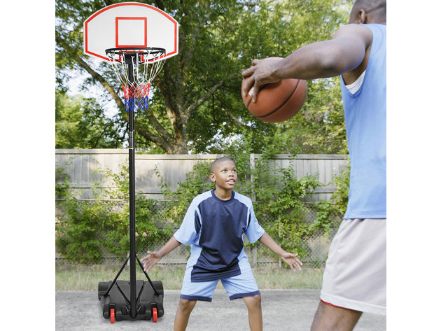 Costway Adjustable Basketball Hoop System Stand Kid Indoor Outdoor Net Goal W/ Wheels - Black