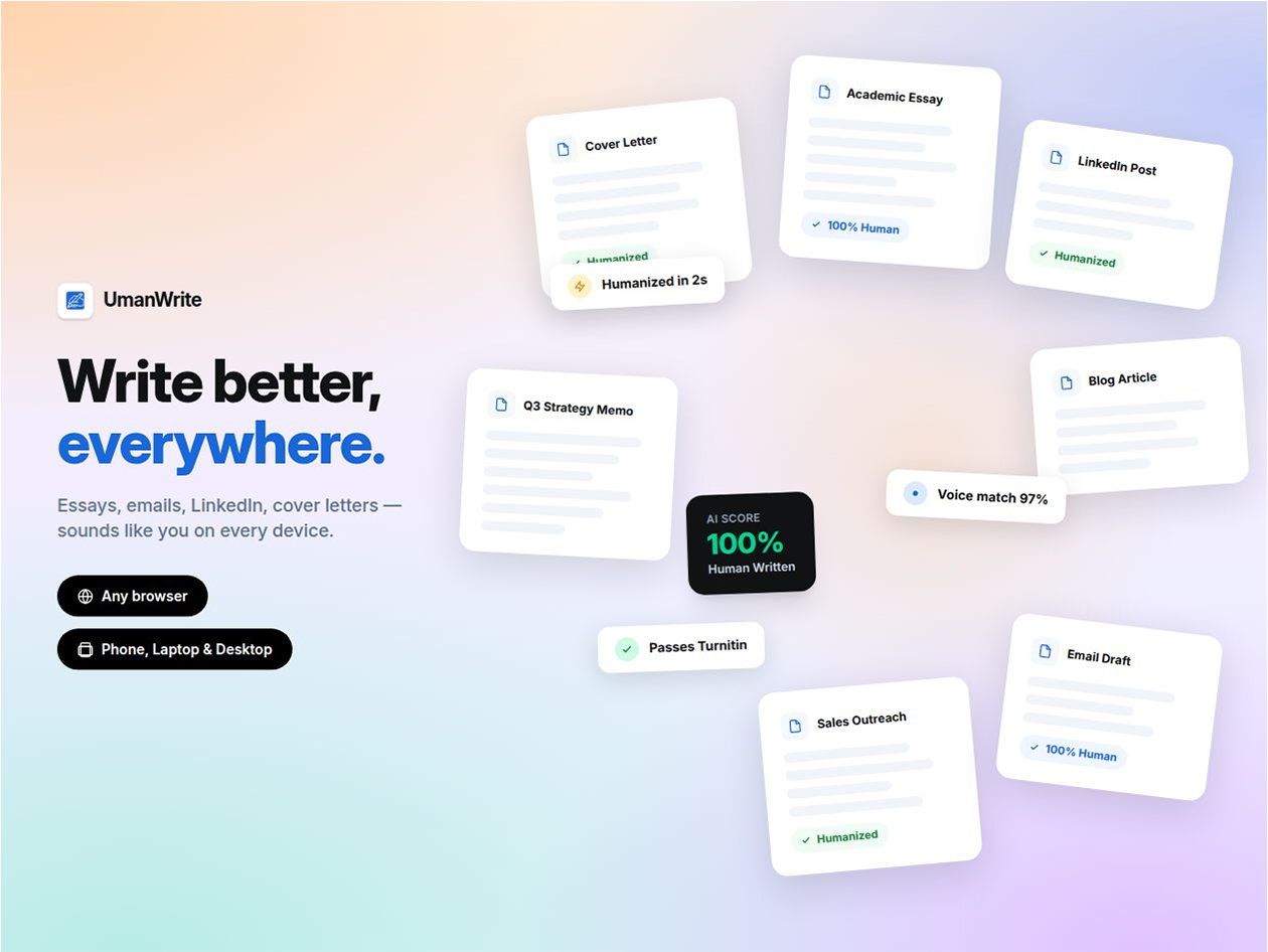 UmanWrite: All-in-One AI Writing Platform: Basic Plan - Lifetime Subscription