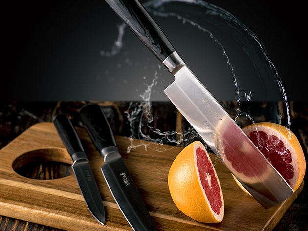 Damasukasu Japanese 3-Piece Master Chef Hanshu Knife Set