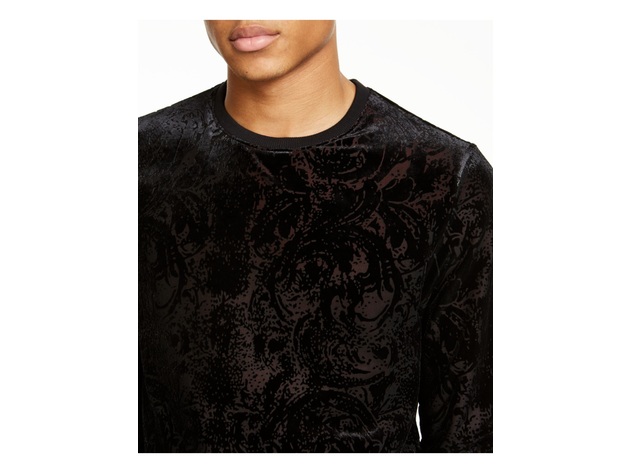 INC International Concepts Men's Printed Crew Sweater Black Size Large