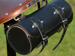 Bicycle Saddle Leather & Utility Tool Bag (Round Black)