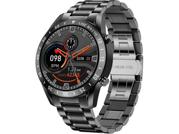 Men's Smart Watch with Stainless Steel Band