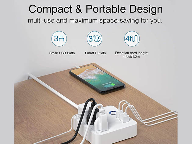 Smart Power Strip with Surge Protector (White)