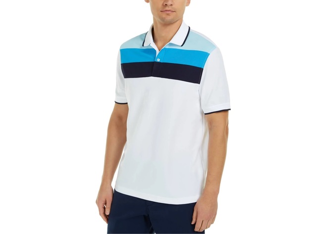 Club Room Men's Colorblocked Performance Polo Shirt  Dark Blue Size X-Large