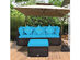 Costway 4 Piece Patio Rattan Wicker Furniture Set Cushioned Sofa Ottoman Garden - Turquoise