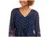 Style & Co Women's Tie-Front Floral Print Peasant Blouse Navy Size Extra Large