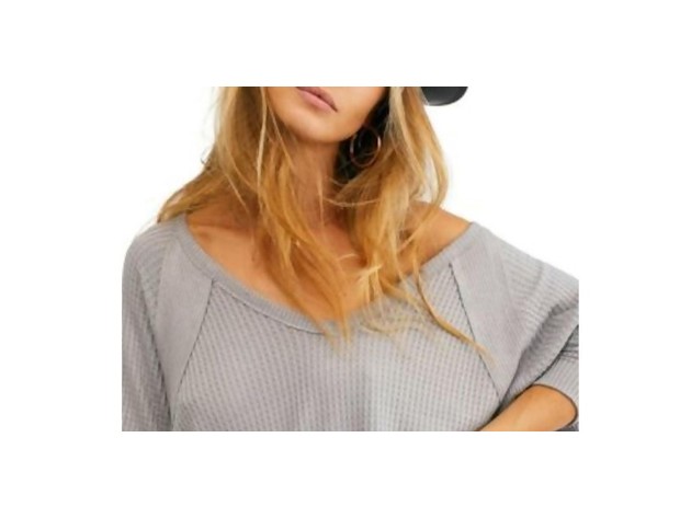 Free People Women's Santa Clara Thermal Top Gray Size Large