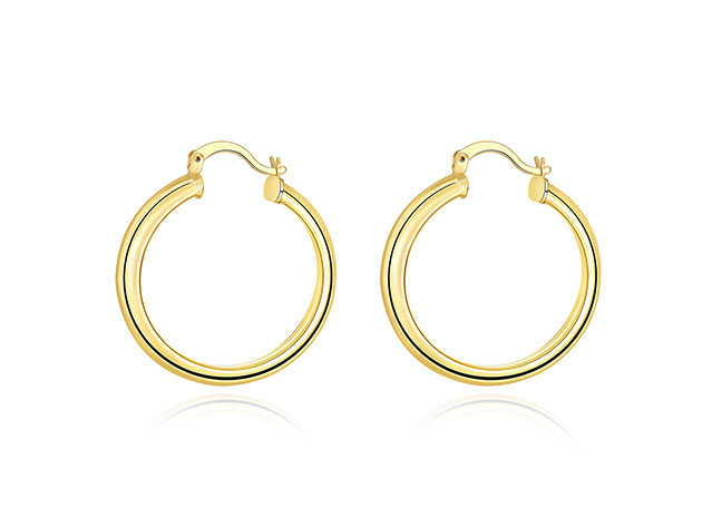 1.3" 18K White Gold Plated Hoop Earrings (Gold)