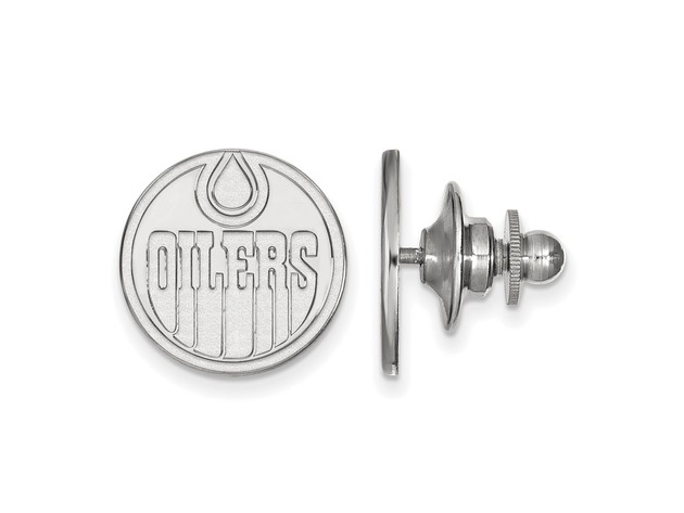 14k White Gold NHL Edmonton Oilers Disc Lapel or Tie Pin | StackSocial