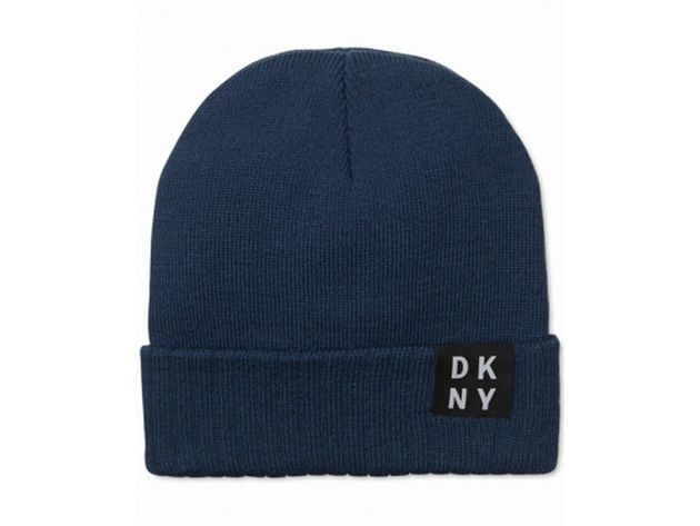 DKNY Men's Logo Beanie Blue Size Regular