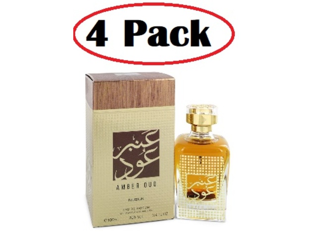 4 Pack of Nusuk Amber oud by Nusuk Eau De Parfum Spray 3.4 oz